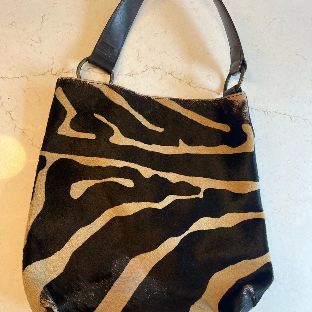 Maurizio Taiuti Genuine Leather Pony Hair Zebra shoulder bag made in Italy